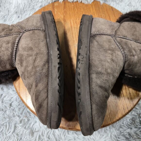 Ugg Bailey Womens Size 7 Brown Leather Sheepskin Button Round Toe Winter Boots - Picture 11 of 12